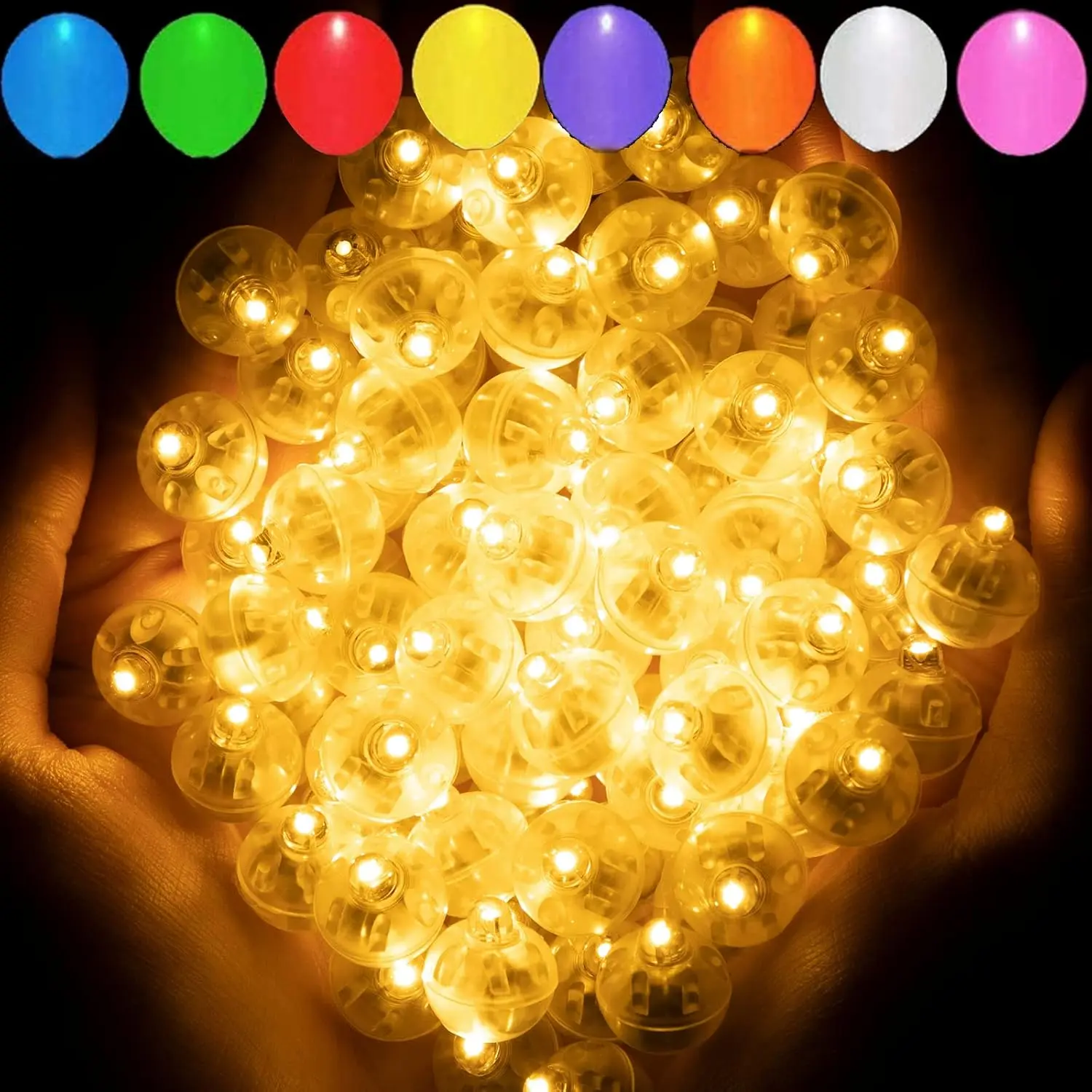 50-Piece Warm White Balloon Lights - 0.55 in Waterproof Mini Spotlights, 10-Color Bright Energy-Saving, Long Standby Battery-Powered (Batteries Included), Ornaments for Balloon Decor, Party Ambiance, Room Decorations, All Seasons Festive Decor S6