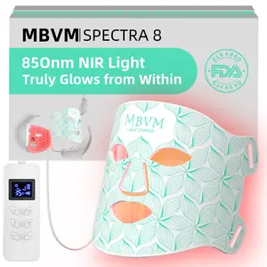 MBVM SPECTRA 8 LED Light Therapy Face Mask, 8 modes with 850nm NIR, 3000mAh rechargeable LED face mask, 10-minute daily use, eye protection, for at-home skincare and travel