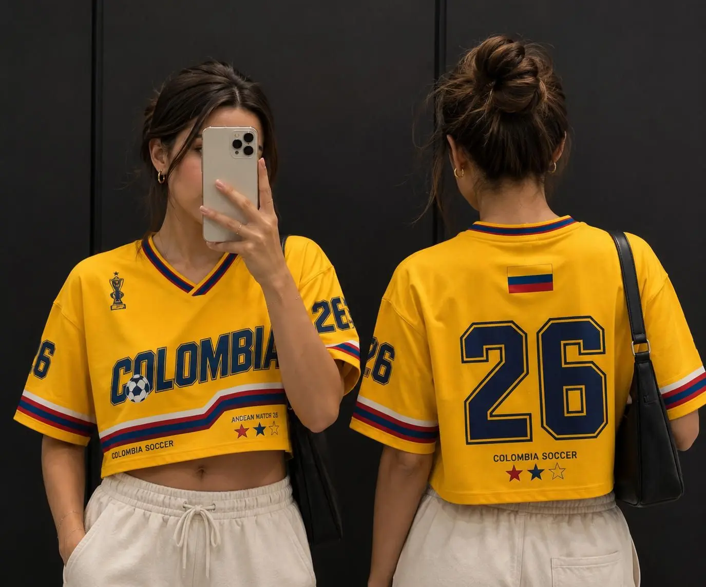 [Custom any Request] Custom Colombia Soccer Crop Top Mesh Jersey Shirt, Women's Colombian Jersey Shirt, Retro Football Jersey, Personalized Name & Number Soccer Top, WC 2026 Fan Apparel, Game Day Outfit Gift Jersey, Soccer Fan Gift for Women, Womenswear