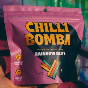 Chilli Bomba Sweet & Spicy Chili Chamoy Candy Rainbow Belts - 8oz Share Size Bag
