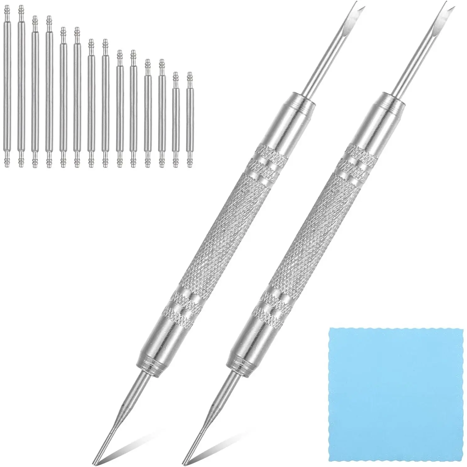 30 count Watch Band Pins Replacement Kit, Bracelet Pin , Watchband Clip Spring, Diameter 1.5-1.8mm Heavy Duty Stainless Steel Adjustment Tool Double-Ended Pin Spring Bars for Bracelet Repair