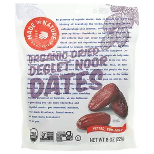 Made in Nature Organic Dried Deglet Noor Dates, Pitted, Sundried, 8 oz (227 g)