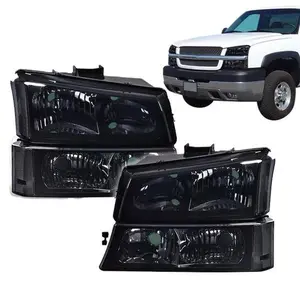 Black Headlights Fit For Chevy Silverado 1500 2500 3500 2003-2006 Bumper Lamps