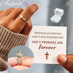 Women's 2-Color Adjustable Cubic Zirconia Ring with Infinity Symbol Cross, Unique Rings, Exquisite Gift Box, Fashion Jewelry for Gifting, Cz Engagement Rings, Infinity Band Rings