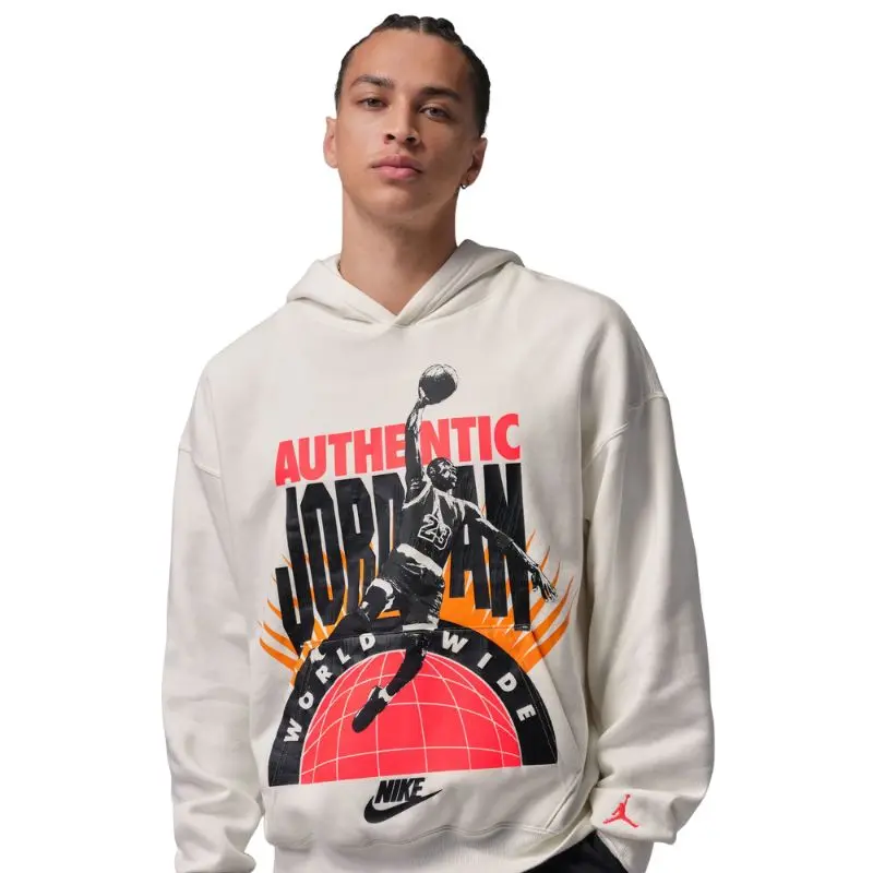 Air Jordan Men's Brooklyn Pullover Hoodie - Soft Cotton-Blend Fleece with Retro-Inspired GOAT Artwork Print Men's Hoodie, Artwork Print Men's Hoodies