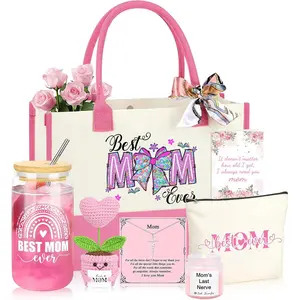 6-Piece Women's Gift Basket Set - Mothers Day Gift Ideas, Mom Presents with Solar LED Motion Sensor Lights, Red Rose Petals, Heart Lollipop, Stationery, Rechargeable USB Under Cabinet Lights, Easter Mini Teddy Bear, Romantic Home & Festive Party Supplies,