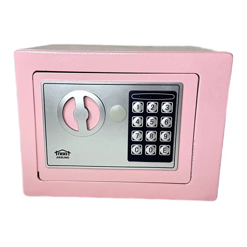 Steel Body Compact Lockable Metal Safe for Home Users, 0.23 Cu Ft Blush Pink Antitheft Lock with Electronic Keypad+Key Lock Access, 9.1" W x 6.7" D x 6.7" H Security Box (Computers & Office Equipment, Office Stationery & Supplies, Safes)