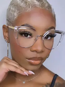 Vintage Cat Eye Glasses Frame for Women, Fashion Anti-Blue Light Eyewear, Casual Style PC Frame, Perfect for Commuting, Trendy Casual Frames