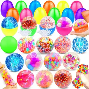 12-Pack 3.5” Easter Eggs with Squishy Toys – Stress Relief Fidget Balls for Kids, Boys & Girls, Easter Basket Stuffers & Party Favors
