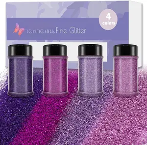 Ultra Fine Glitter , 4 Colors 320ml Craft Glitter Sequins, Purple Violet PET Extra Fine Glitter for ,  Arts, Epoxy Tumbler, Decoration, Weddings, , Scrapbooking -
