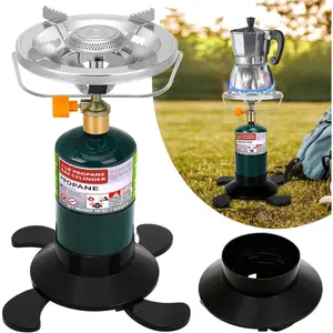 Camping Stove  Burner, Portable Camp Stove with Foldable Gas Tank Base, Adjustable Flame Backpacking Cooker for Camping, Small Single Burner  Stoves Kit for Hiking Tent Outdoor Cooking