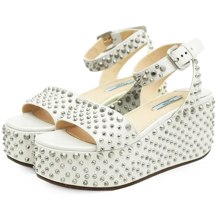 Pre-owned PRADA Other Small Leather Goods Leather Platform Sandals