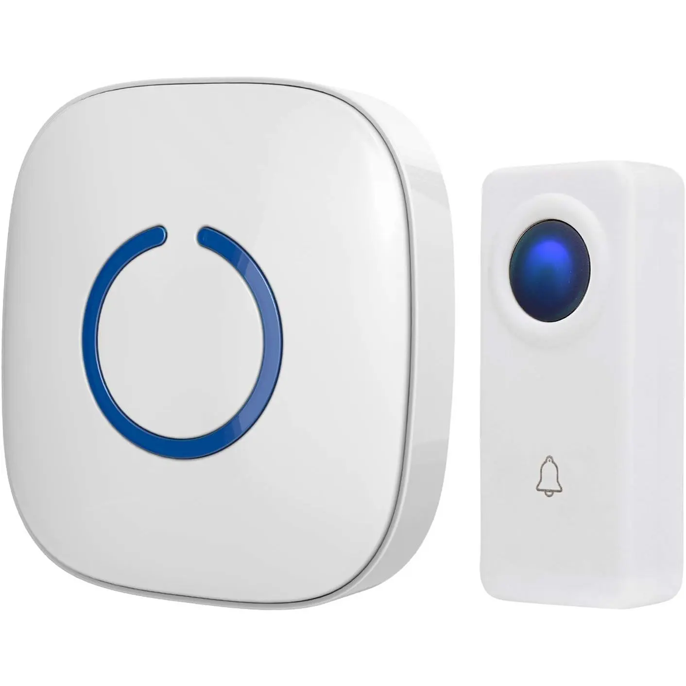 Wireless Doorbell Kit Set (1 Button, 1 Receiver) - Waterproof, 500-1000 Ft Range, 50+ Chime Variety, 4 Adjustable Customizable Volumes, LED Indicator, Crosspoint, White
