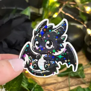 Baby Black Dragon Sparkle Sticker