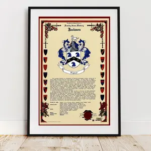 Unframed Coat of Arms History Print, Family Crest Print, Last Name Heraldry Print, Wedding Gift for Husband, Personalized Celebration Print, Heritage