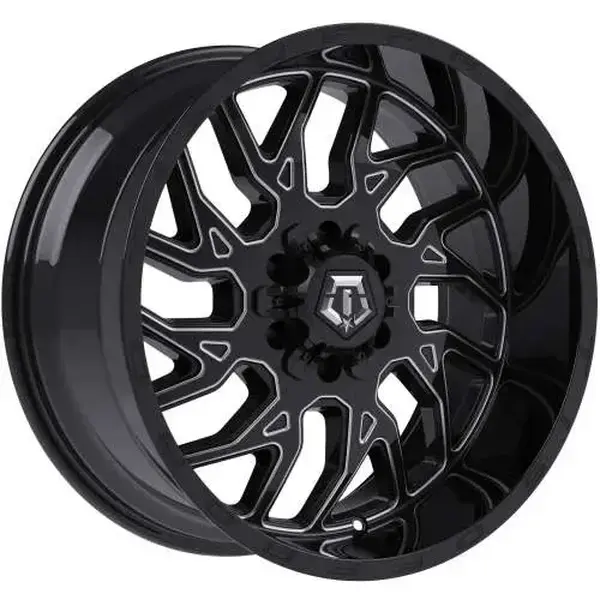 TIS 544BM 2.0 20x10 -20 (8x170) Gloss Black Alloy Wheel with Milled Spoke Accents 4.71 Backspacing 3700 Load Rating