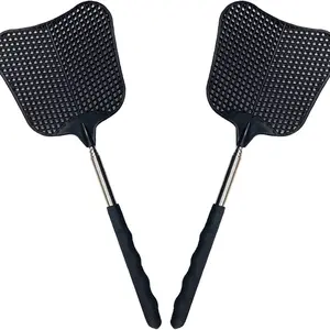 Telescopic Fly Swatters, Durable Plastic Fly Swatter Heavy Duty Set, Flyswatter with Stainless Steel Handle for Indoor/Outdoor/Classroom, Extendable (2 Pack)