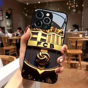 Golden 3D Crest New Glass Case Design for iPhone 17 16 15 14 13 12 11 Pro Max Plus Air - Stylish and Trendy,Smartphone Cover, Trendy Phone Cover, Fashionable Accessory, Uv Printed, Sleek Finish, Premium Phone Cover Black Protective Cellphone