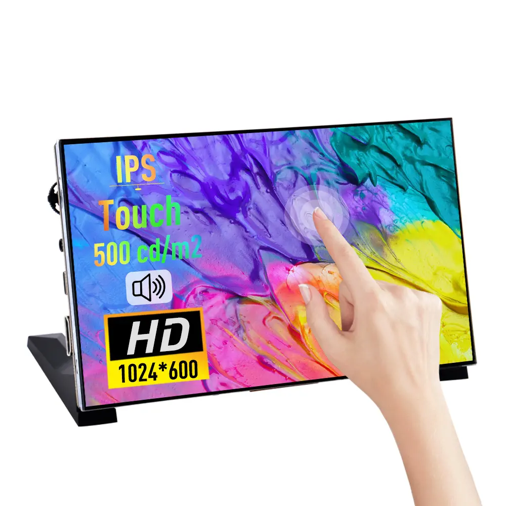 52Pi 7 Inch LCD Screen for Raspberry Pi, 1024x600 IPS LCD Display with Stand, HDMI Portable Monitor for Raspberry Pi 5/Pi 4B/3B+/3B/B+/Zero/400, Banana Pi M5/M2 Zero, Win11/10/8 (Touch Screen)