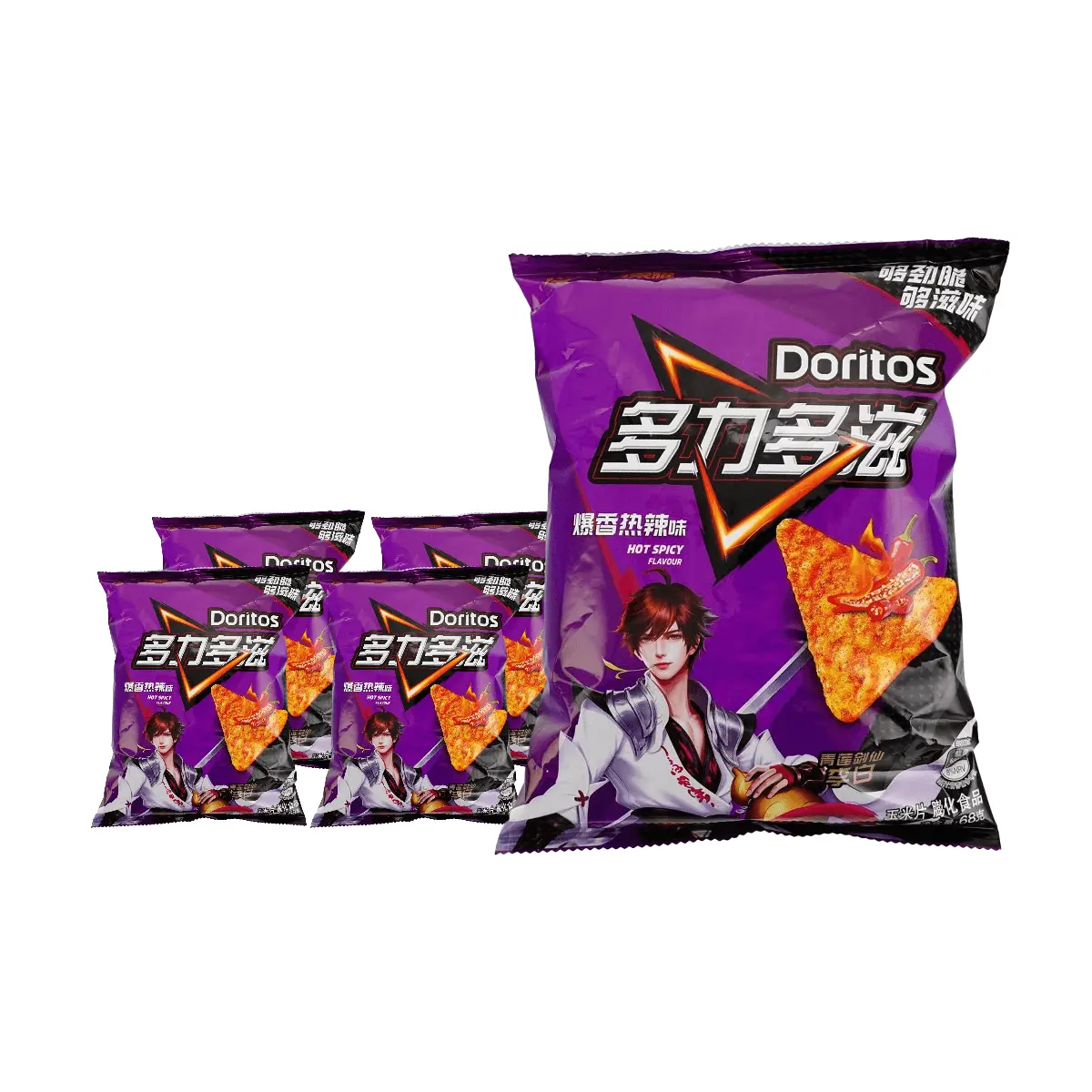 Doritos Nacho Chips - Spicy Chili Flavor (68g x 5 Pack) - Limited Edition King of Glory Li Bai Collaboration