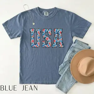 Comfort Colors Retro Camo USA T-shirt, Patriotic 4th of July Graphic Tee, Red White Blue America Shirt