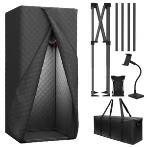 Portable Vocal Booth – Soundproof Portable Recording Booth for Echo-Free Vocals, Home Recording Booth with Travel Bag for Voiceovers, Podcasts & Music (Black)