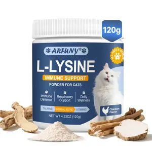 L-Lysine Supplement- Support Immune System, Respiratory, Eye Health - Cat Lysine Powder with Taurine, Herbal Blend, Vitamins - Ease Sneezing, Runny Nose, Watery Eyes - Chicken Flavor