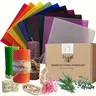 Handmade Beeswax Candle Making Kit for Adults - Gift-Ready DIY Beginner Set with 10x15x20cm Colored Wax Sheets, 16p Wicks, 6 Molds, 100% Pure Beeswax, Witchy Gifts, Parent-Child Craft Activity