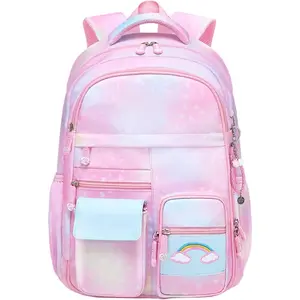 X-CBP54  Girls Backpack, School Backpacks 16 * 11.5 * 6.7in for Girls, Cute Book Bag with Compartments for Girl Kid Students Elementary School, Pink