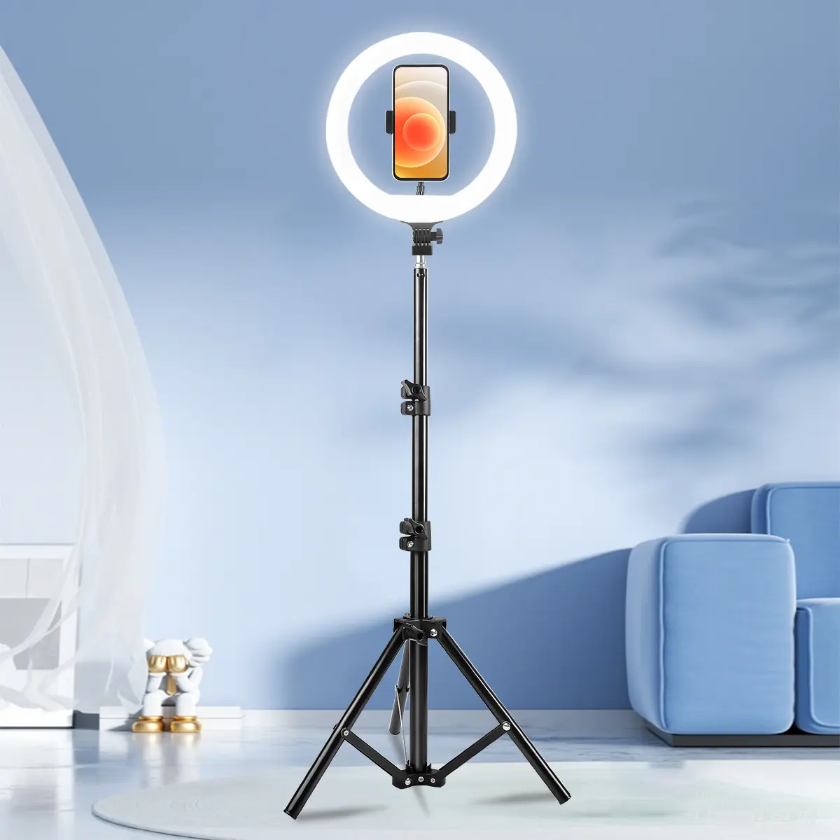 UEGOGO 10" Dimmable LED Selfie Ring Light with 43" Tripod & Phone Holder, Adjustable for Live Stream/Zoom/Photography/Makeup, USB-Powered