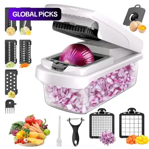 Multifunctional Vegetable Fruit Chopper, Manual Kitchen Tool, Ideal for Squash Noodles, Onion Minced Meat, French Fries Cutting, Durable Slicer