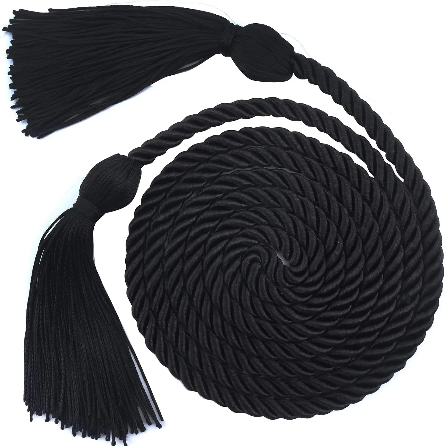 Black 68" Braided 2026 Graduation Honor Cord Tassel Ropes for Grad Accessories Party Decorations Ceremonies College Bachelor Master Doctoral Students Gown
