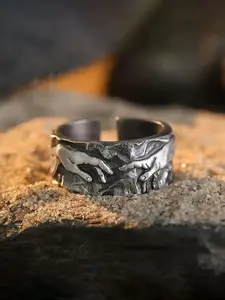 Vintage Hand Design Cuff Ring, Punk Style Adjustable Ring for Men, Stacking Rings, Statement Multi Ring, Fashion Jewelry for Party, Daily Decor, Trendy All-match & Exquisite Jewelry for Birthday Gift