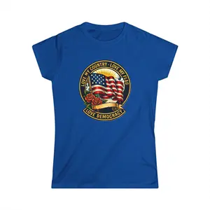 Love My Country - Love My Flag - Love Democracy Tee | Patriotic & Inclusive Women's Tee