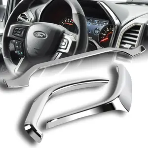Chrome Grain Dashboard Instrument Trim Strip Cover Trim Compatible with 2015 - 2020 Ford F-150