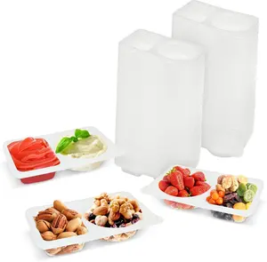 [New Deal] - 20 Sets Reusable Snack Containers with Lids,2 Compartment Plastic Containers for Pack Snacks,snack containers - Lightweight and Stackable, Microwaveable,refrigerator safe