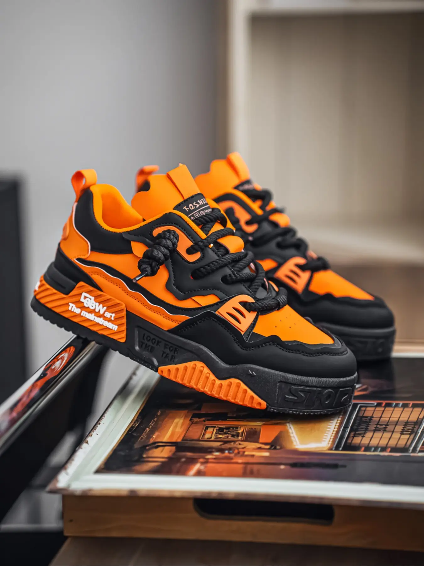 Men's Fashion Sports Shoes Colorblock, Street Style Wild and Trendy, Casual Running Shoes, Casual Running Footwear, Sporty Running Shoes, Dad Sneakers Running Shoes Size 48, Fall Winter New