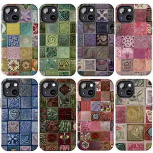 Faux Azulejo Tiles Celestial Phone Case, Floral Mosaic Ceramic Tile, Stainted Glass, Mosaic Trendy, Unique Accessories, GiftsSuitable for iPhone 17-11 Pro Max/Plus and  Samsung Galaxy S23-25