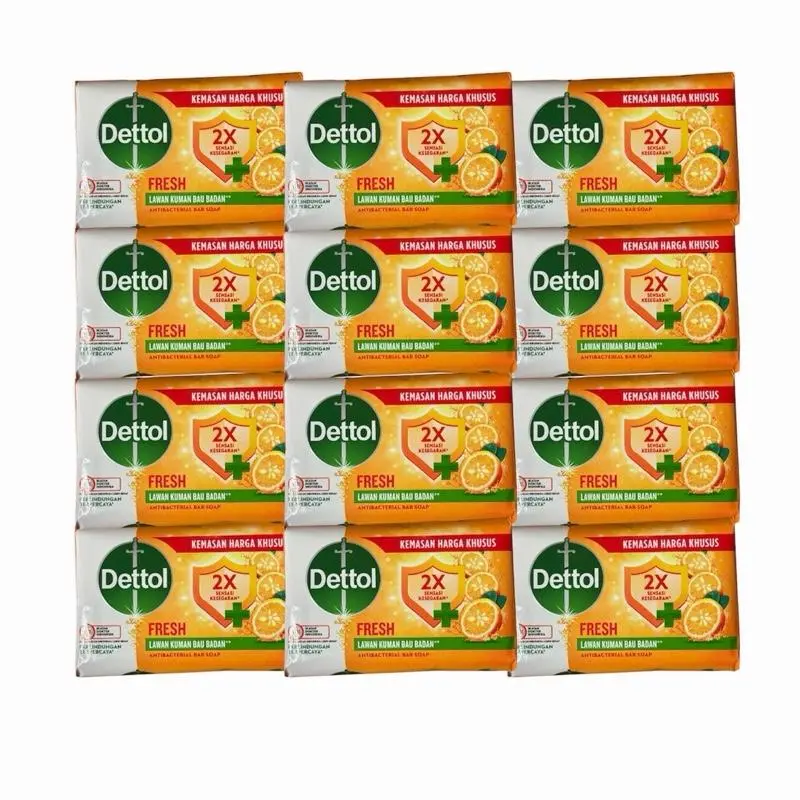 Dettol Antibacterial Fresh Soap - Gentle Daily Cleansing Aroma Moisturizer, Hydrating Scented Body Care Cleanser, 100g, Pack of 12