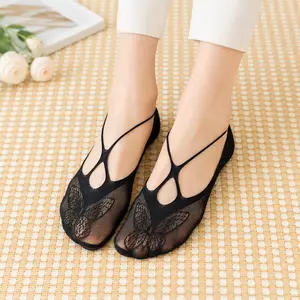 Women's Basic Minimalist No-Show Butterfly Socks - 5 Pairs Lightweight Soft Thin Summer Stay-On Socks for Sneakers, Flats, Footwear - Everyday Use