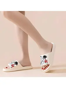 Unisex Anime Characters Slippers E=mc2 Print Casual Open Toe Non Slip House Slides Lightweight Indoor Outdoor Shoes for Men Women