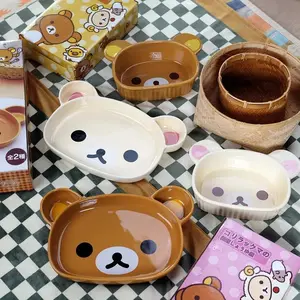 Kawaii Cartoon Ceramic Plate Set Light Luxury Breakfast Plates Creative Large Serving Dishes & Sauce Plates Home Tableware