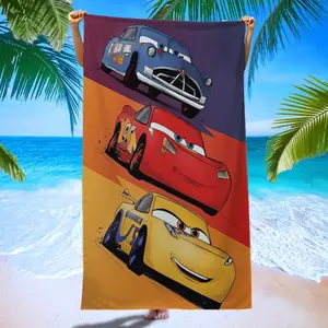 Racing Fan Gradient Color Beach Towel Lightning Mcqueen Hudson Doctor Rampage Full Print, Quick-Dry Absorbent Large Towel for Pool Party Yoga