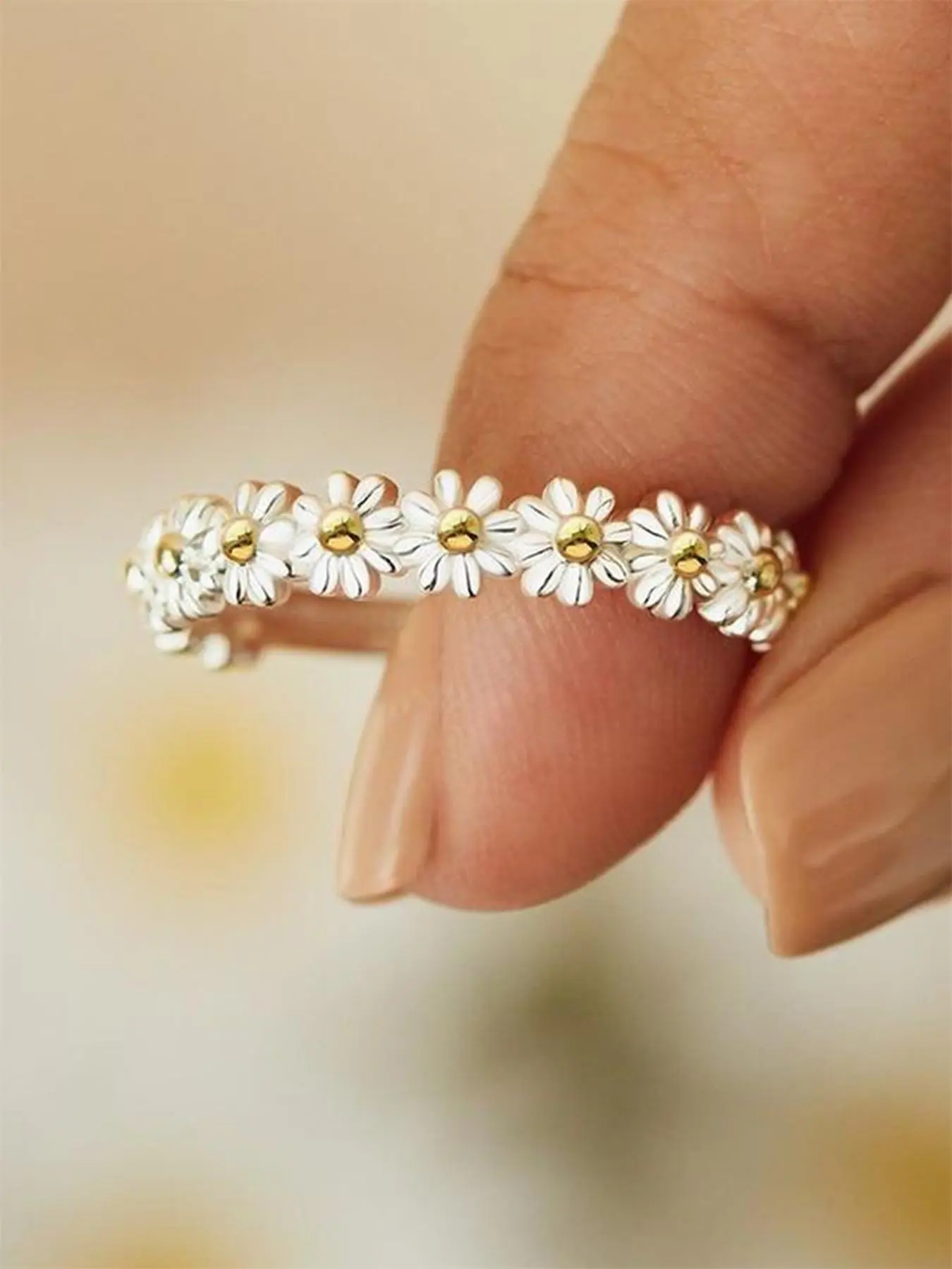 Elegant Flower Design Ring, Floral Design Ring, Daisy Ring, Rose Flower Ring, Fashion Jewelry for Party, Daily Clothing Decor, Trendy All-match & Exquisite Jewelry for Birthday Gift for Women & Girls, Vintage Rings Jewelry