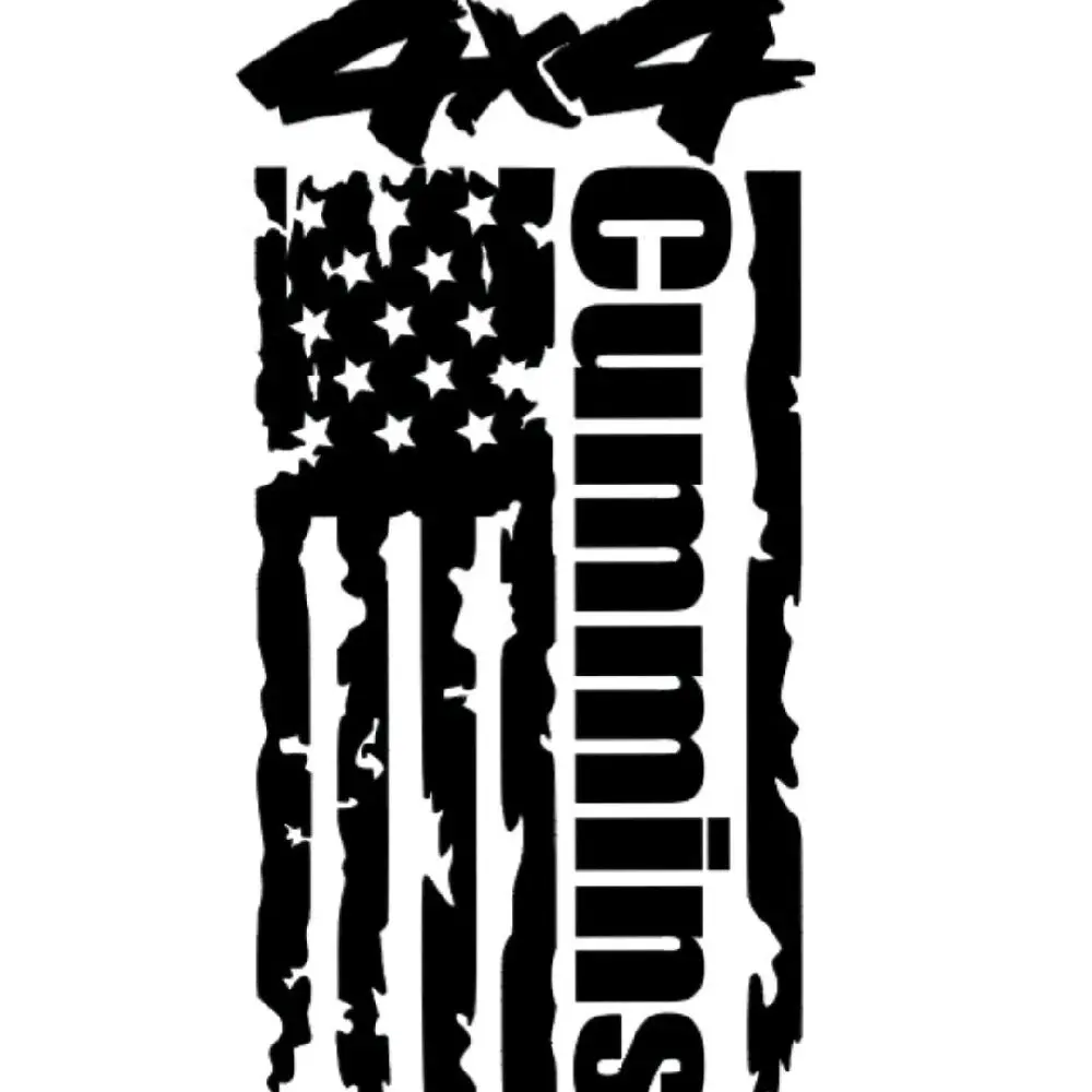 4x4 Cummins American Flag Vinyl Window Decal, Universal Car Sticker for Vehicle Exterior Decoration Truck Accessories Windshield Sticker