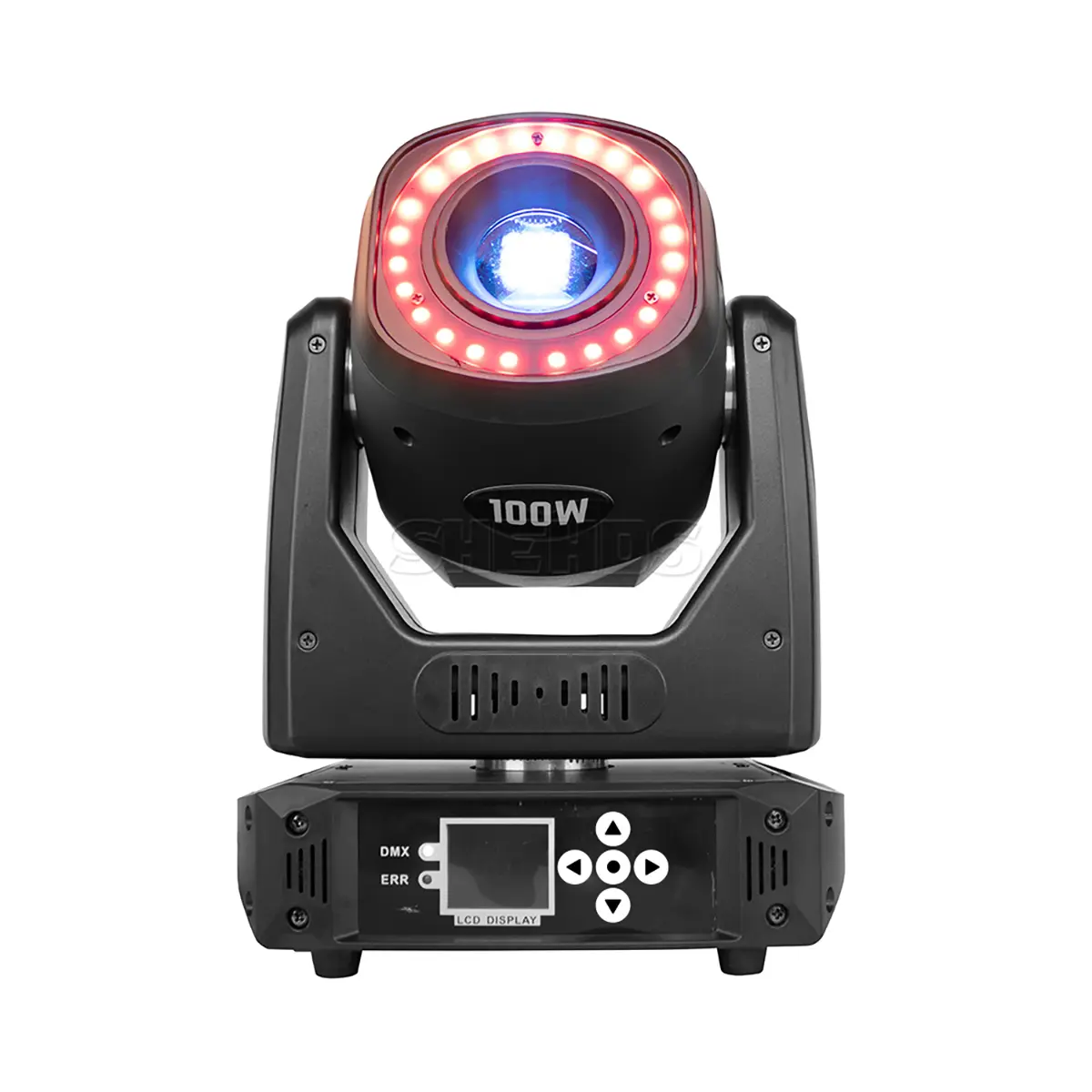 SHEHDS 100W Multifunction Moving Head Spotlights - LED Ring, 7 Dynamic & 6 Static Gobos, 6-Facet Prism, DMX512, Unique Aperture Effect, Color Changing, Over 16+ Modes for Bar, Wedding, Disco Commercial Stage Lighting