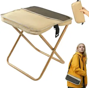 Portable Folding Camping Stool, Max 264lb,Thickened Carbon Steel, Ultralight Pocket Chair Fishing Stool, Storage Design and Adjustable Shoulder Straps ,for Camping, Fishing, Hiking, Gardening