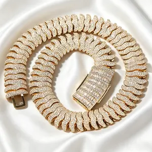 21mm Millipede Cuban Link Chain Set, Micro Paved CZ Heavy Miami HipHop Jewelry for Men Women