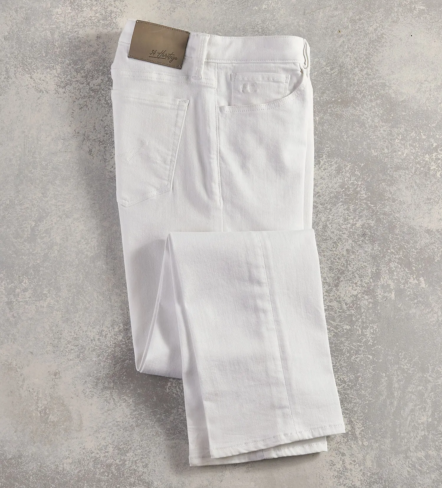 Men's 34 Heritage White Courage Denim Mid-Pants, Menswear Bottoms with Pocket