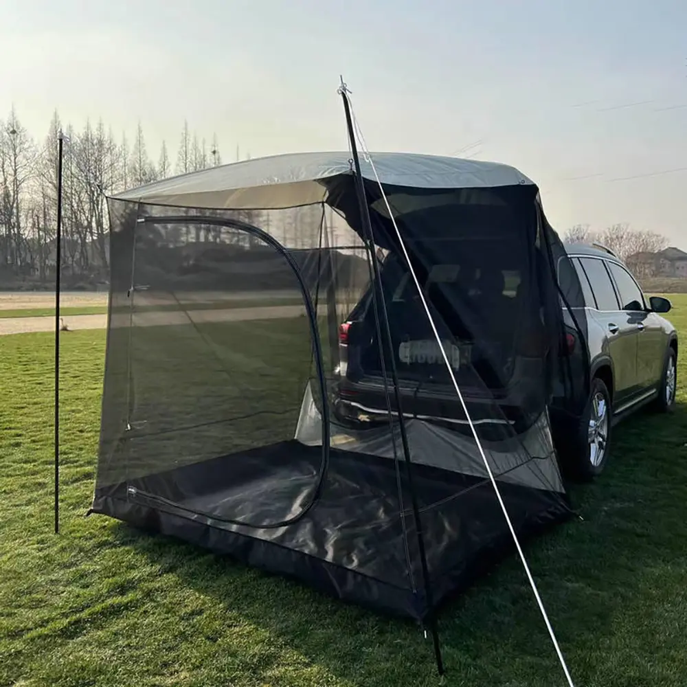 Portable Waterproof Car Awning Sun Shelter with Weatherproof Canopy & 360° Net Ventilation, Rear Roof Top Tent for SUV, Minivan, Hatchback Camping Outdoor Travel Waterproof Canopy Shade All Weather Canopy